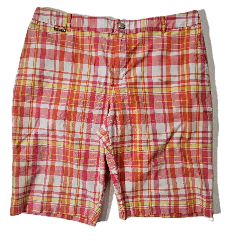 L-RL Lauren Active Ralph‎ Lauren Womens M Multicolor Plaid Bermuda Shorts